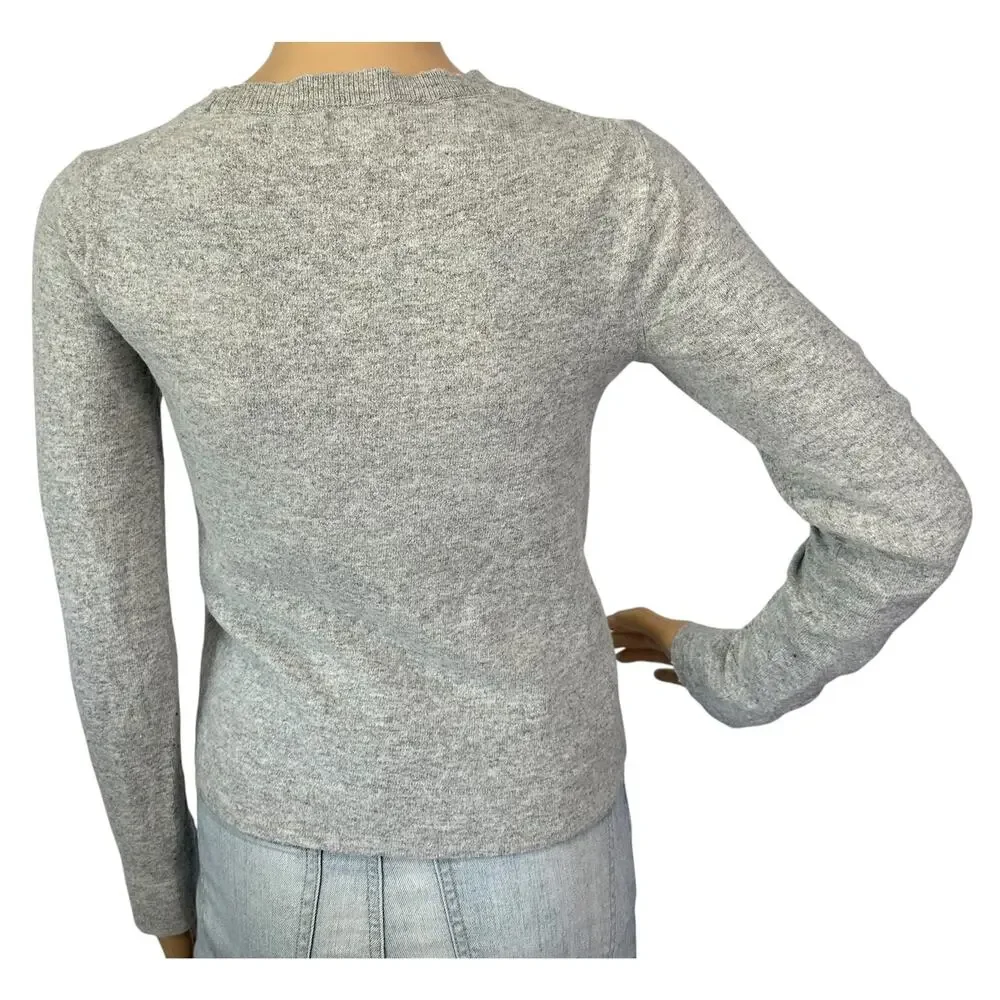 J. Crew Cotton Wool Blend Teddie Sweater Heather Dove Gray F5199 Size S